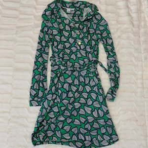 Green and blue DVF silk dress